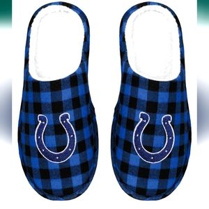 NWT Indianapolis Colts NFL Sherpa Slide Slippers Buffalo Check Mens S Womens M